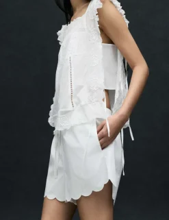 Pure Cotton Scallop Hem Shorts