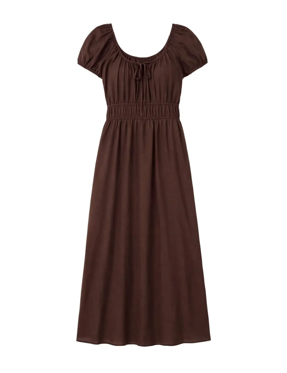 Pure Cotton Scoop Neck Midaxi Waisted Dress
