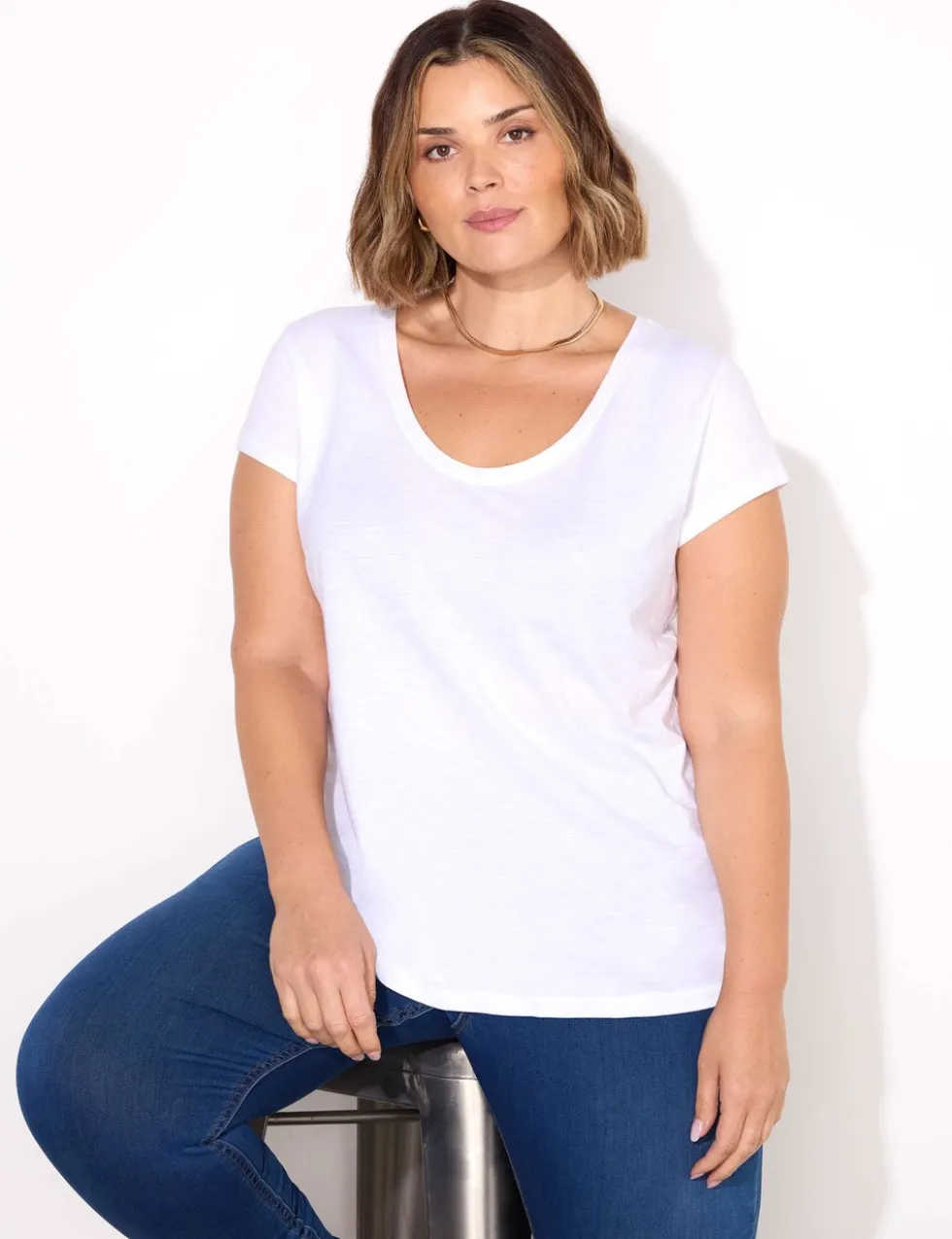 Pure Cotton Scoop Neck T-Shirt
