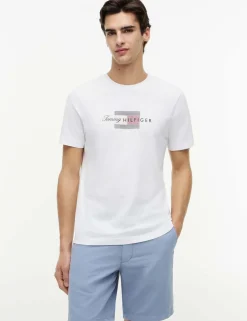 Pure Cotton Script Flag Crew Neck T-Shirt