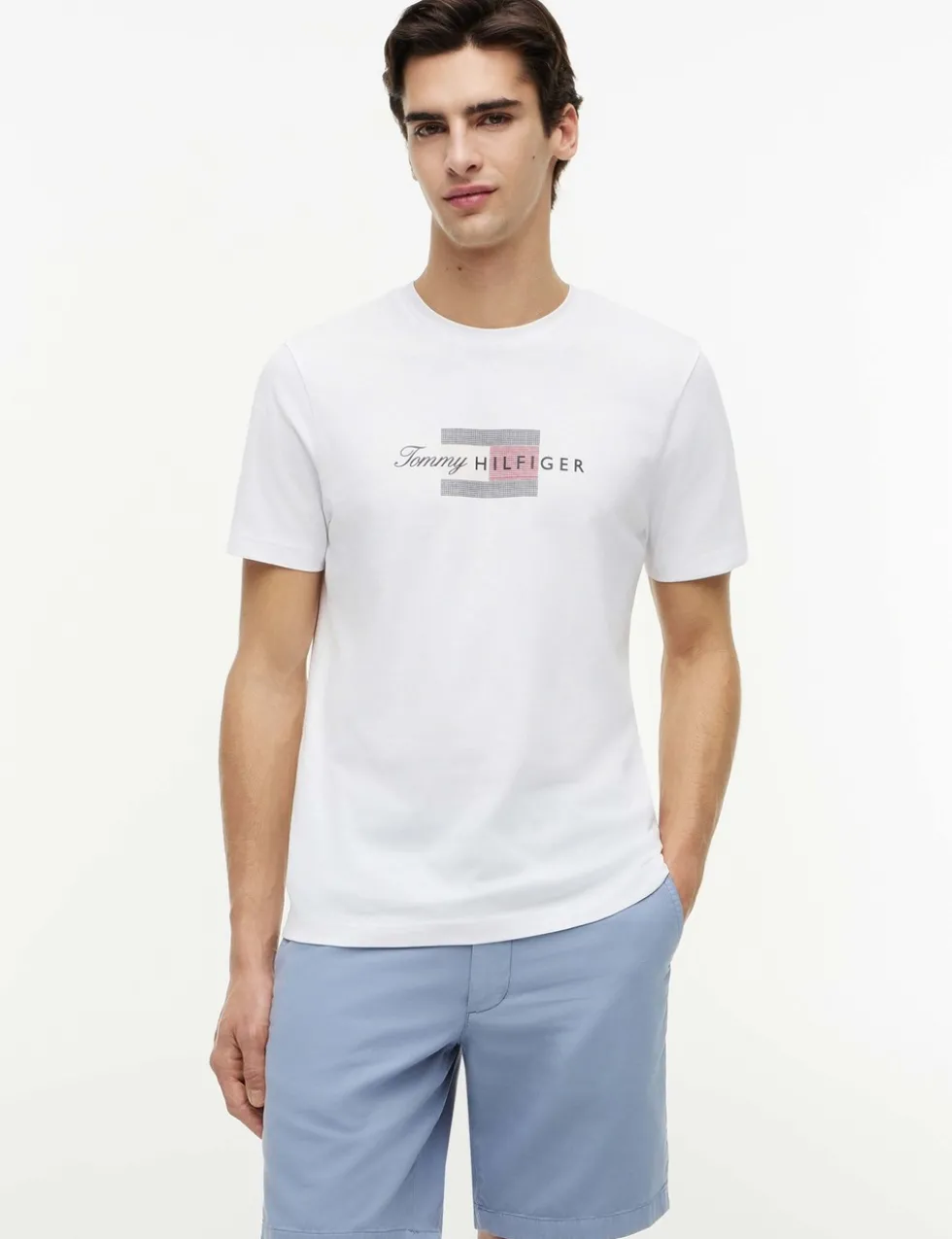 Pure Cotton Script Flag Crew Neck T-Shirt
