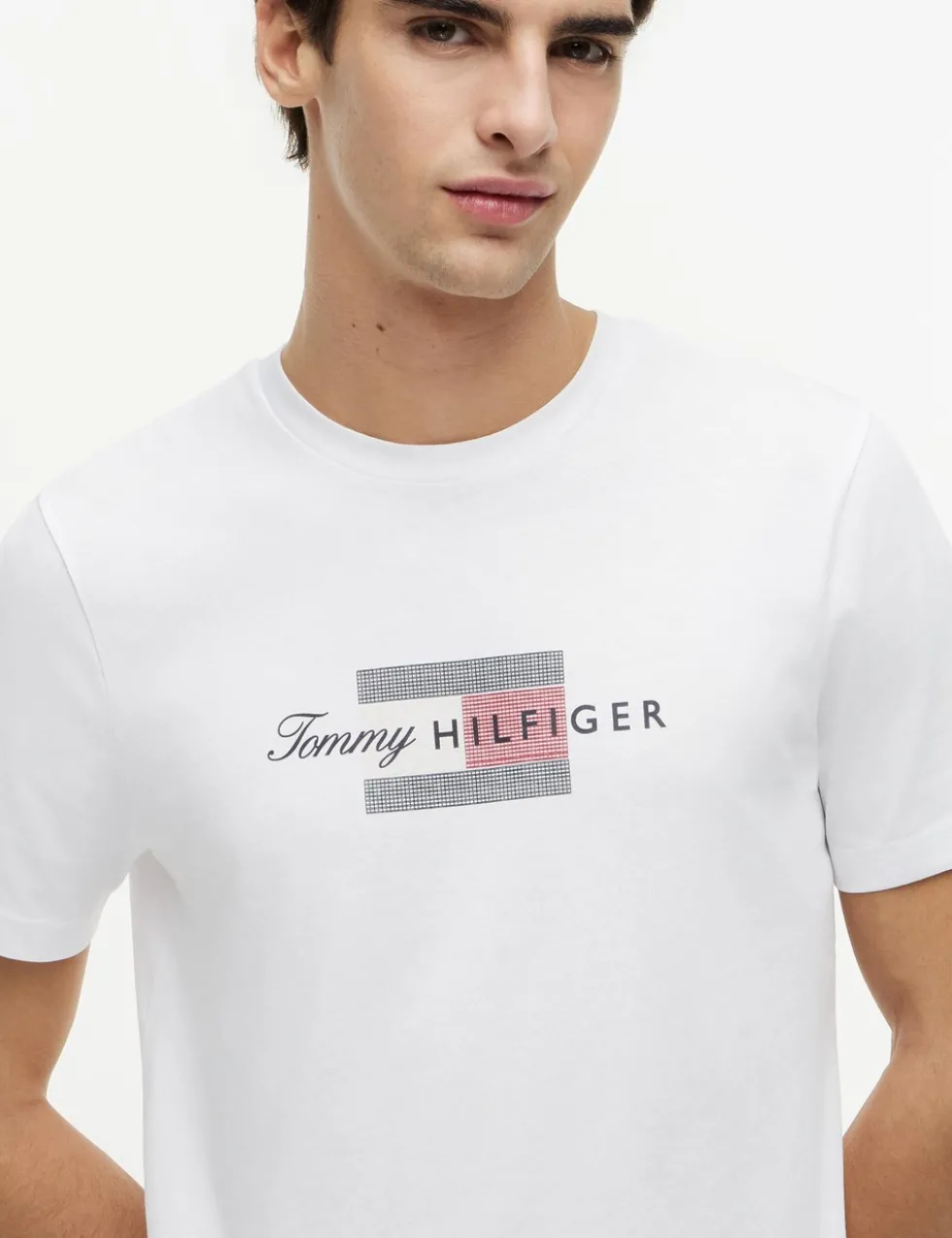 Pure Cotton Script Flag Crew Neck T-Shirt