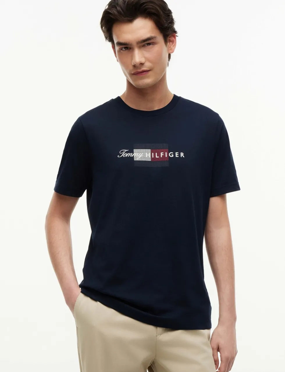Pure Cotton Script Flag Crew Neck T-Shirt