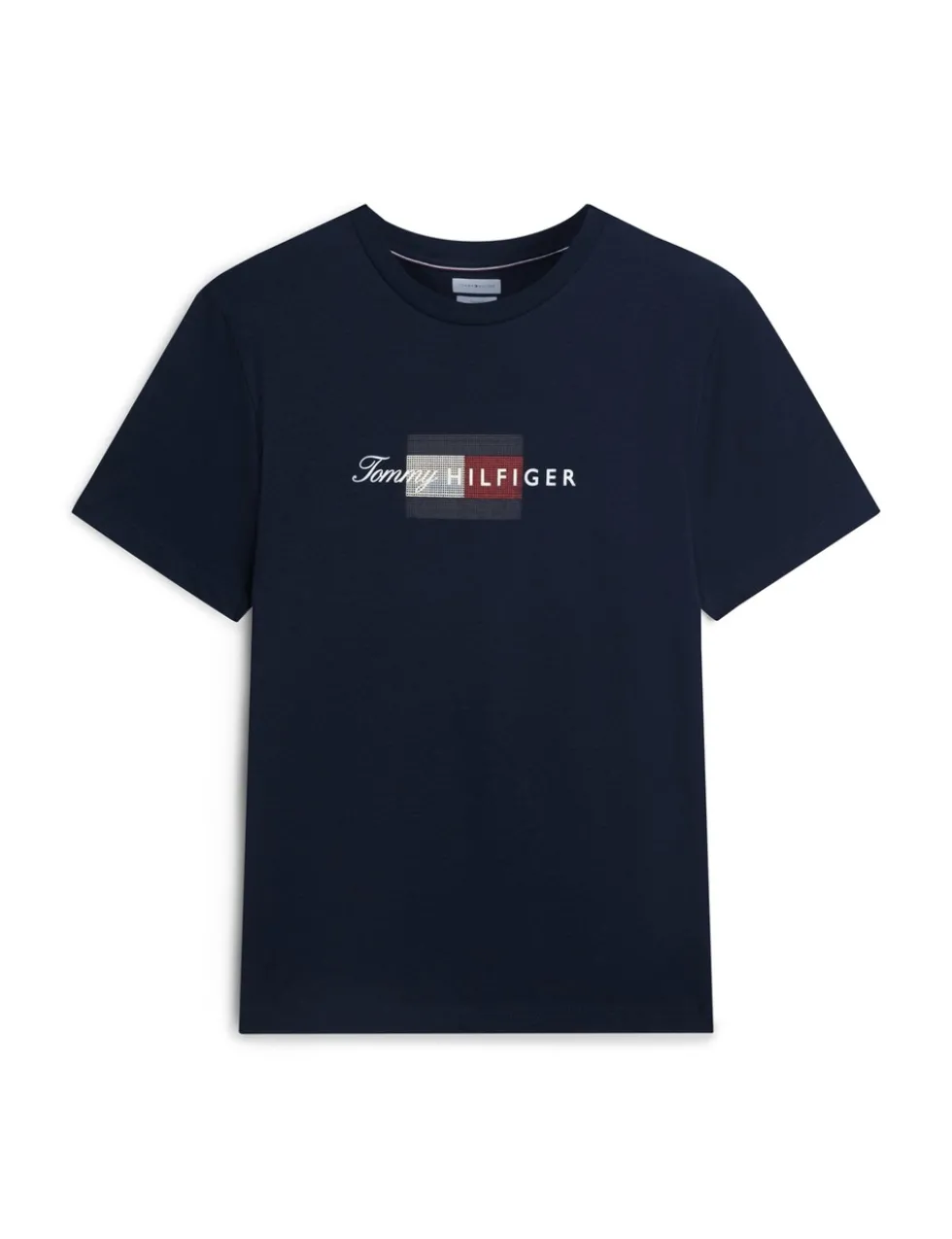 Pure Cotton Script Flag Crew Neck T-Shirt