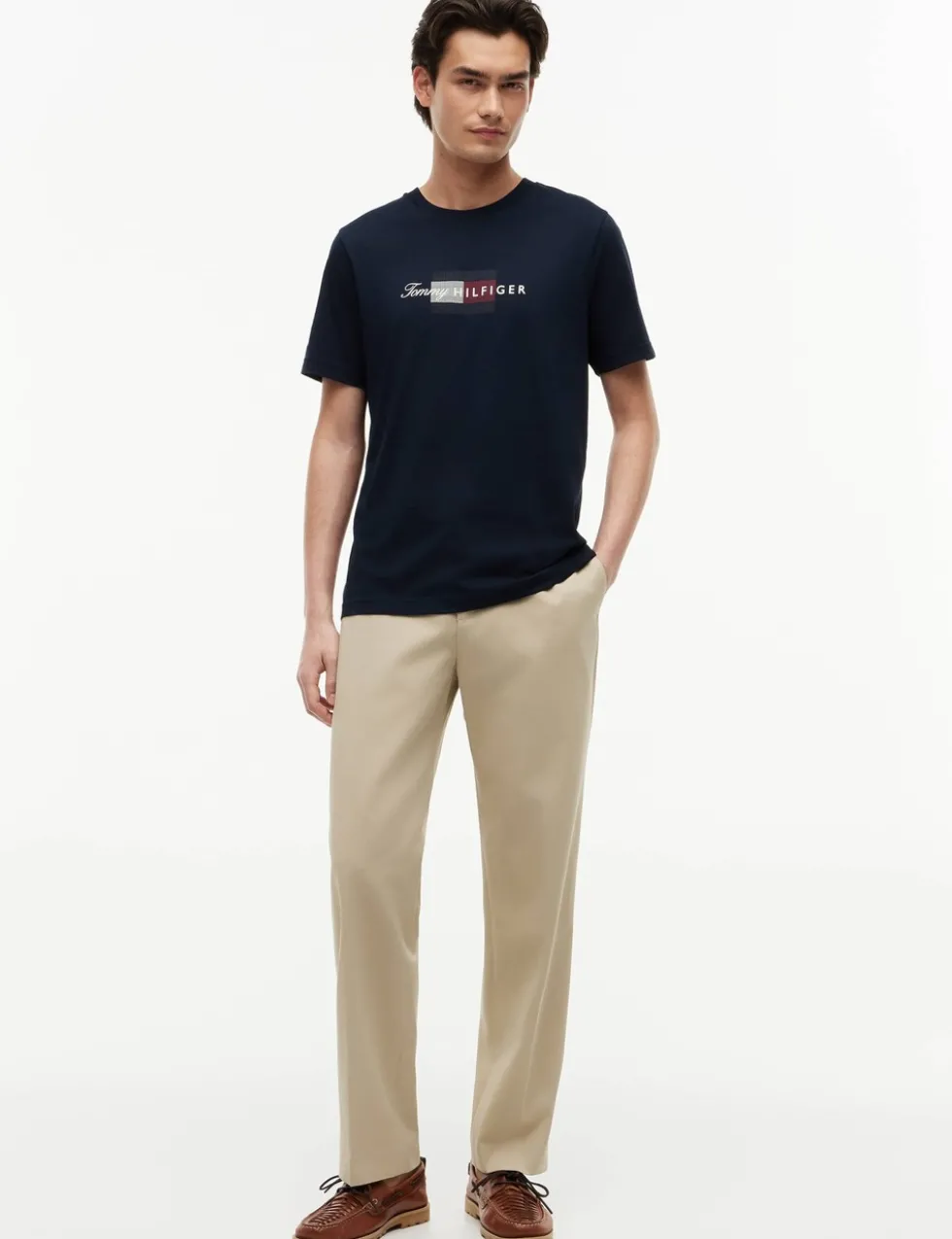 Pure Cotton Script Flag Crew Neck T-Shirt