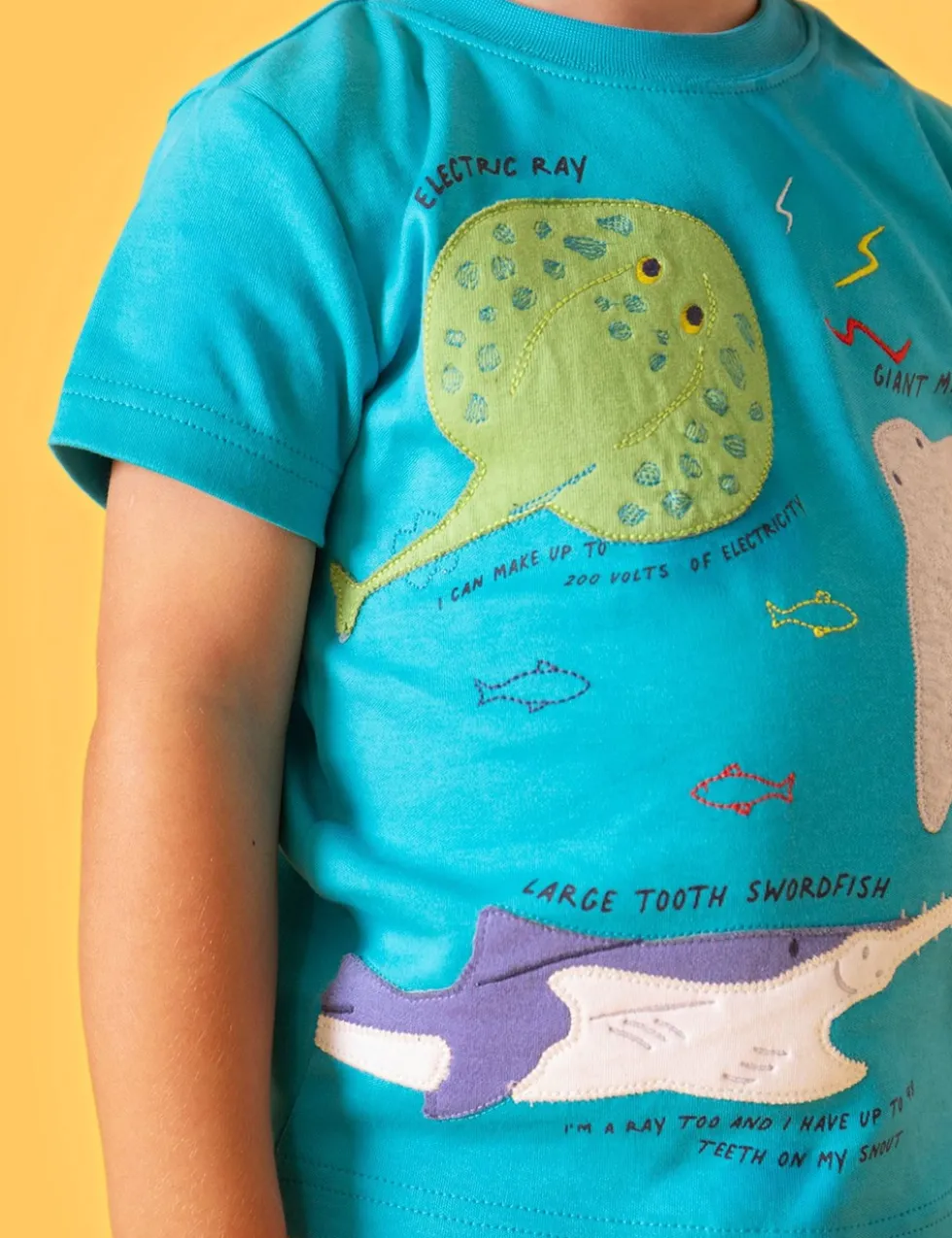 Pure Cotton Sealife Applique T-Shirt (1-10 Yrs)