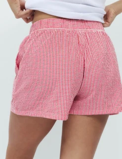 Pure Cotton Seersucker Gingham Pyjama Shorts
