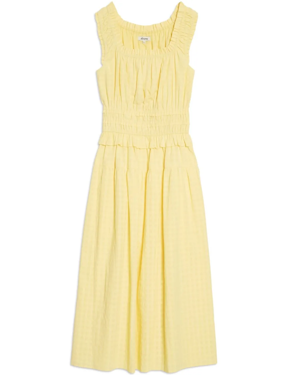 Pure Cotton Seersucker Square Neck Dress