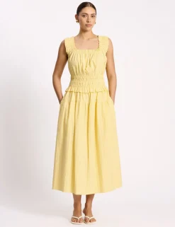 Pure Cotton Seersucker Square Neck Dress