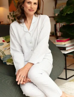 Pure Cotton Seersucker Striped Pyjama Set