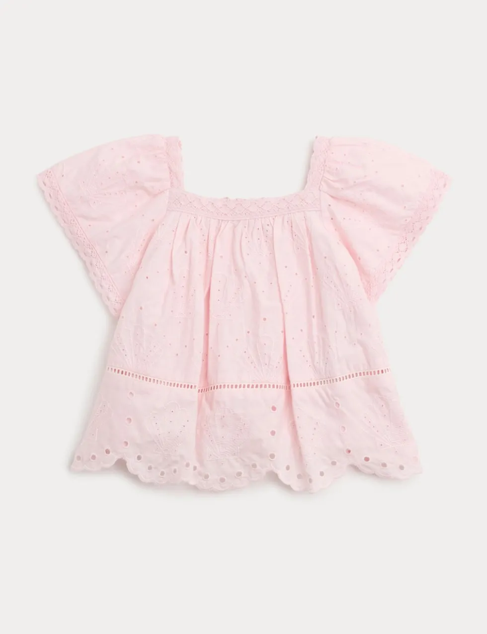 Pure Cotton Shell Broderie Top (2-8 Yrs)