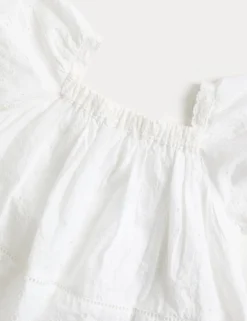 Pure Cotton Shell Broderie Top (2-8 Yrs)