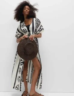 Pure Cotton Shell Print Maxi Kaftan