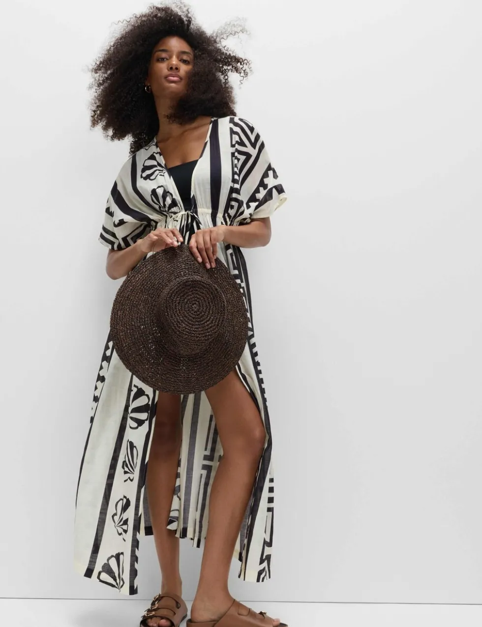 Pure Cotton Shell Print Maxi Kaftan