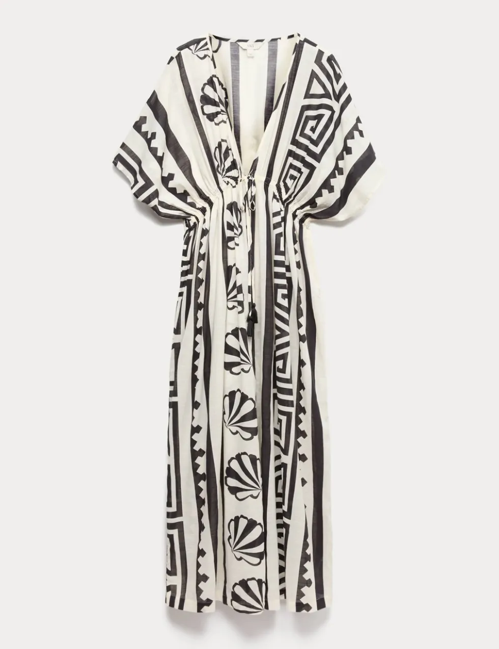 Pure Cotton Shell Print Maxi Kaftan