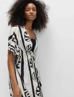 Pure Cotton Shell Print Maxi Kaftan