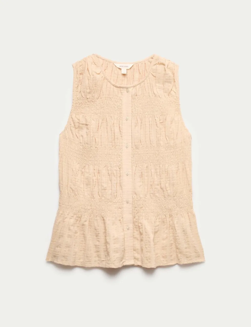 Pure Cotton Shirred Button Through Top