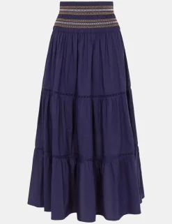 Pure Cotton Shirred Maxi Beach Skirt