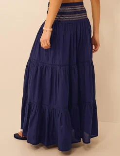 Pure Cotton Shirred Maxi Beach Skirt