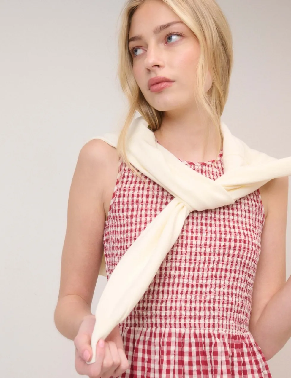 Pure Cotton Shirred Midaxi Tiered Dress