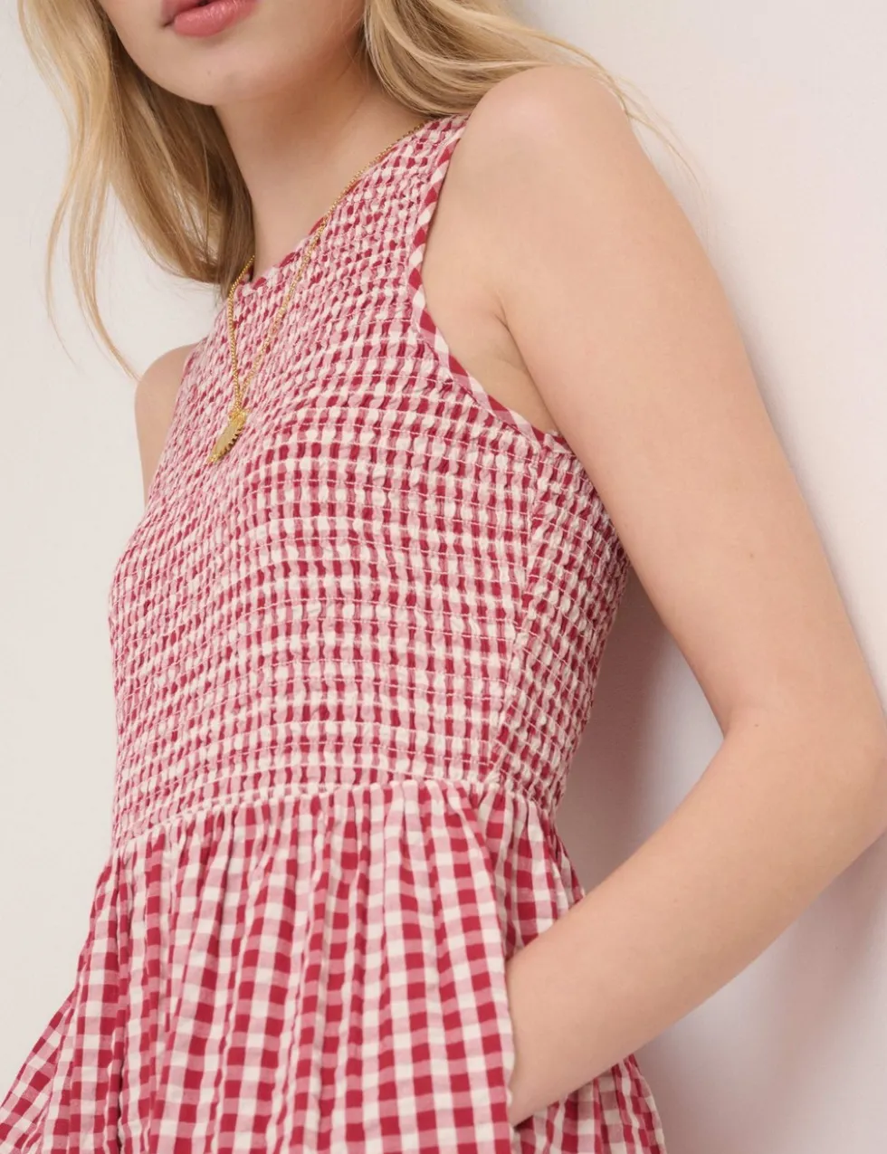 Pure Cotton Shirred Midaxi Tiered Dress