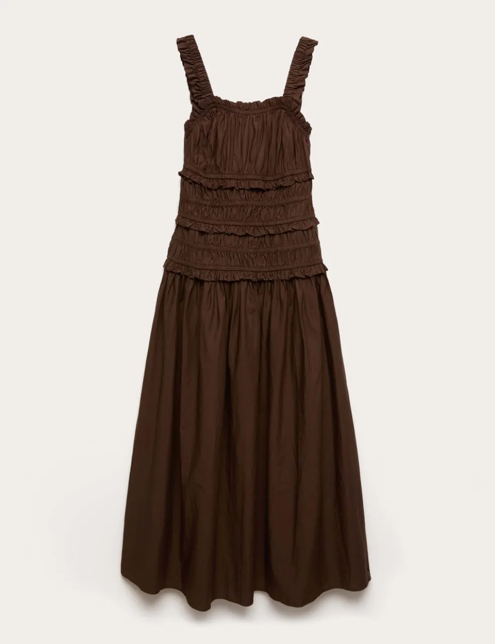 Pure Cotton Shirred Midi Waisted Dress