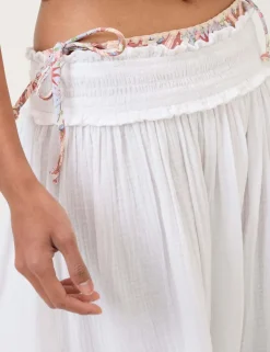 Pure Cotton Shirred Midi Beach Skirt