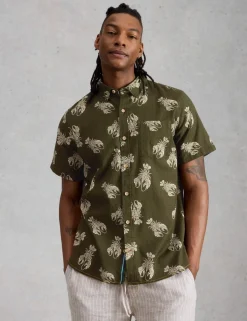 Pure Cotton Shrimp Print Short Sleeve Shirt