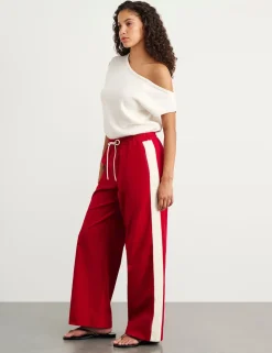 Pure Cotton Side Stripe Straight Leg Trousers