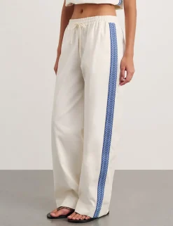 Pure Cotton Side Stripe Straight Leg Trousers