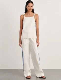 Pure Cotton Side Stripe Straight Leg Trousers