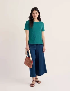 Pure Cotton Slash Neck Relaxed T-Shirt