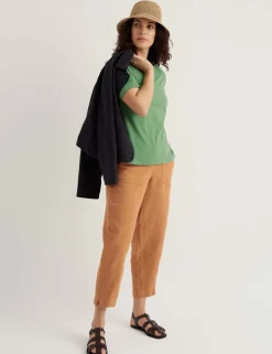 Pure Cotton Slash Neck Relaxed T-Shirt