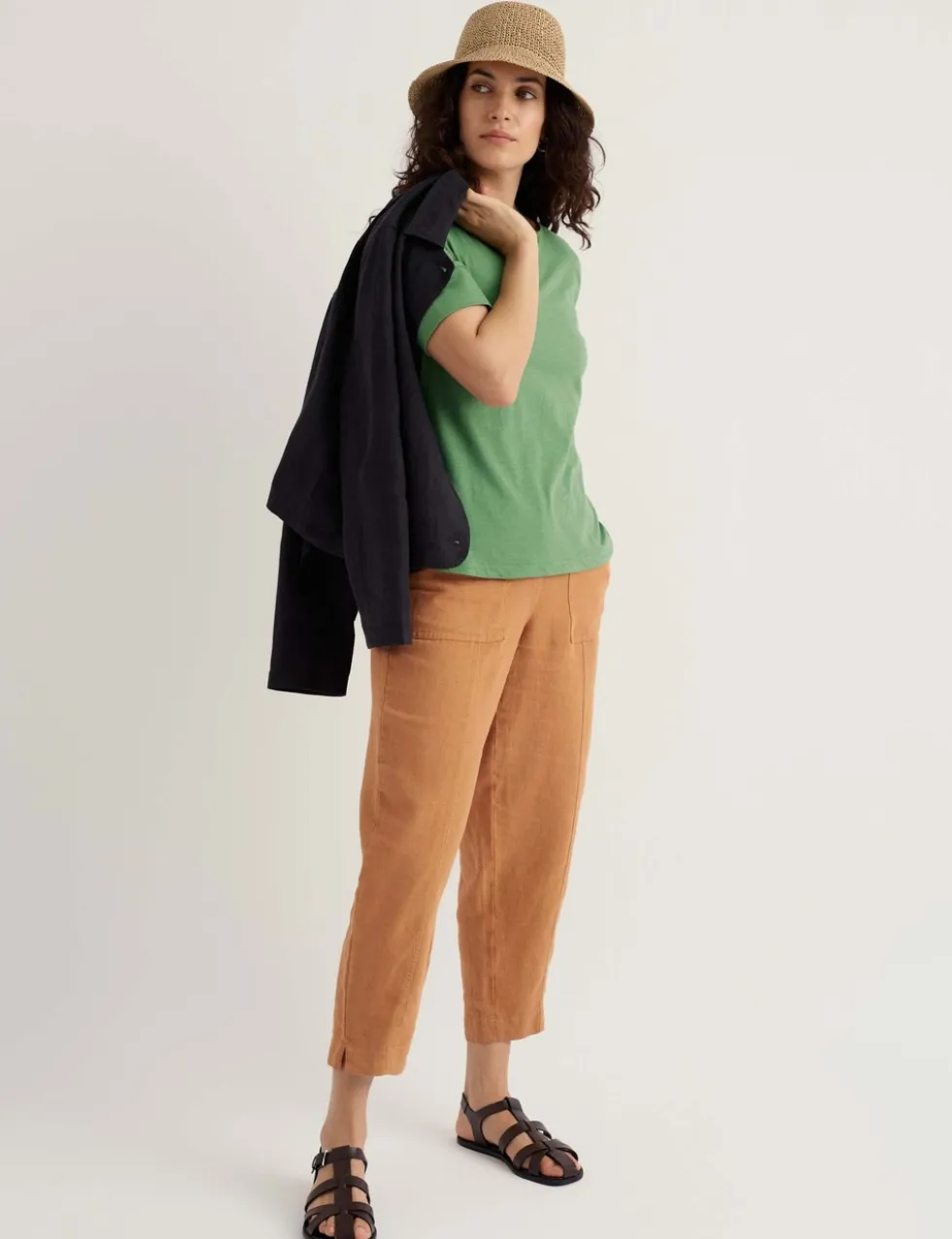 Pure Cotton Slash Neck Relaxed T-Shirt