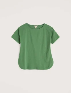 Pure Cotton Slash Neck Relaxed T-Shirt