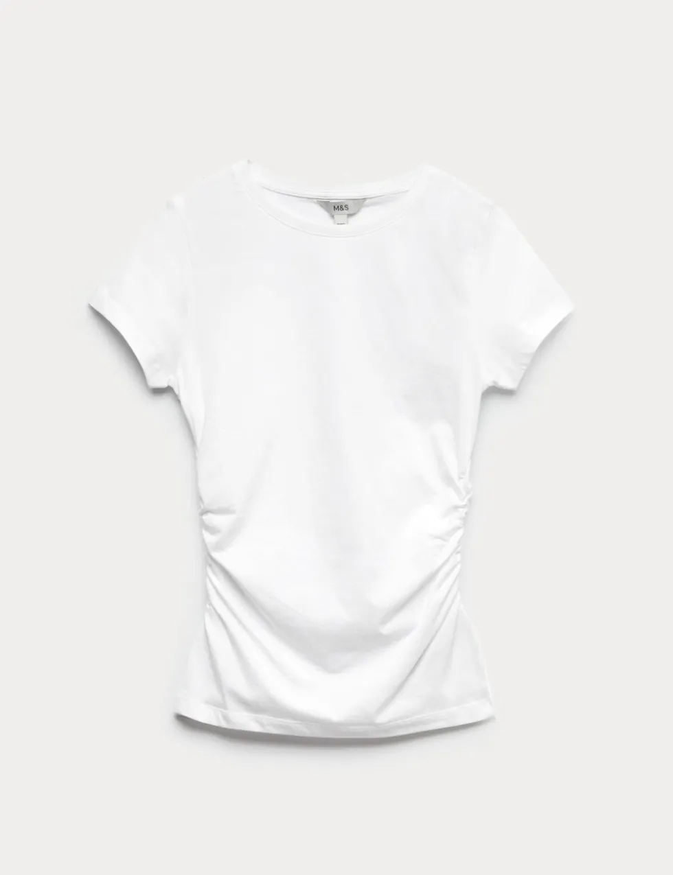 Pure Cotton Slim Fit Ruched T-Shirt