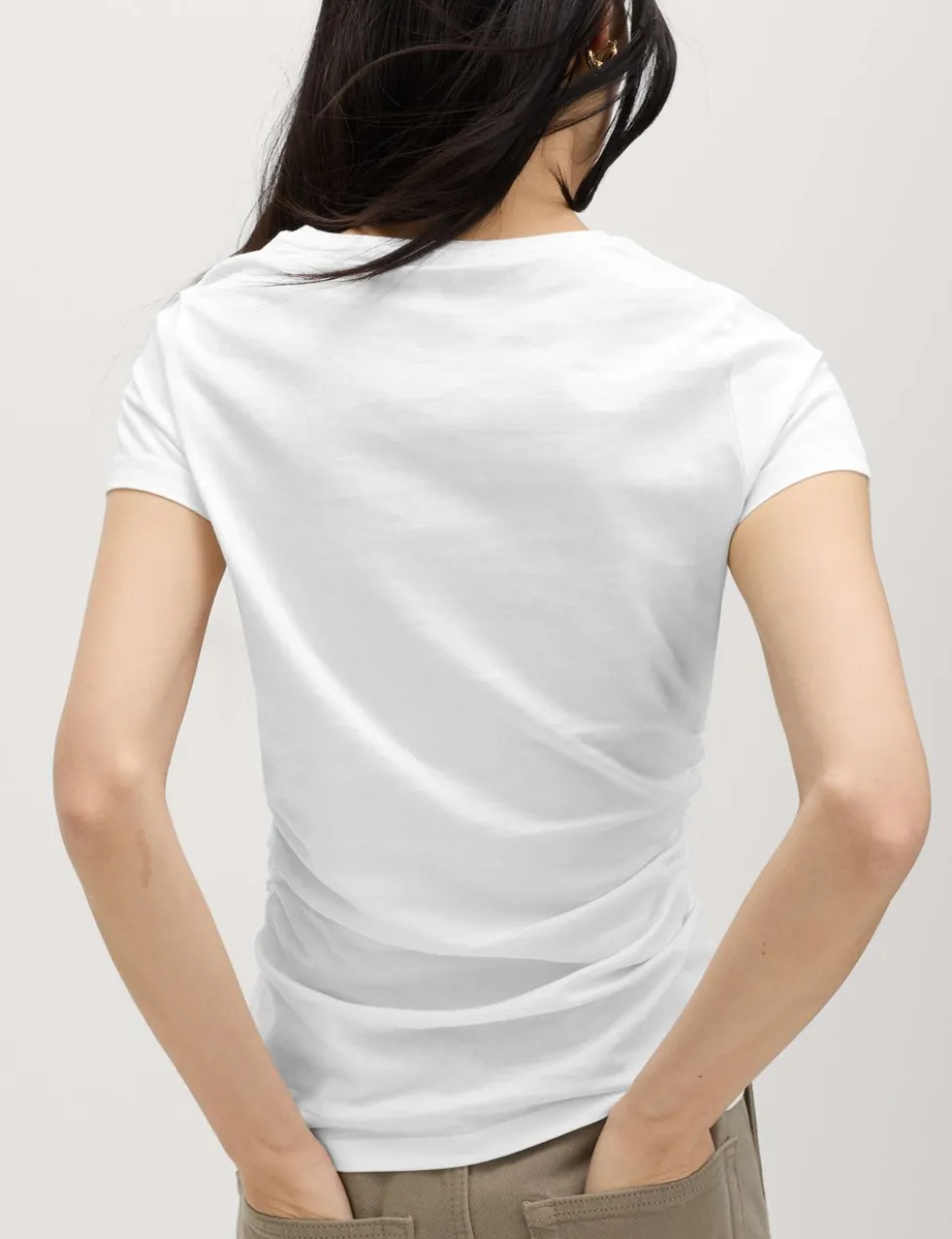 Pure Cotton Slim Fit Ruched T-Shirt