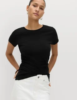Pure Cotton Slim Fit Ruched T-Shirt