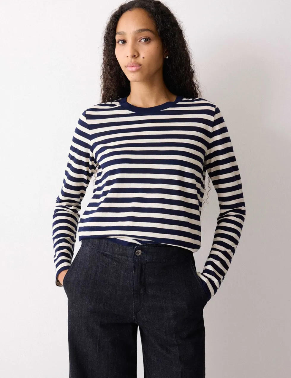 Pure Cotton Slub Striped Slim Fit Top
