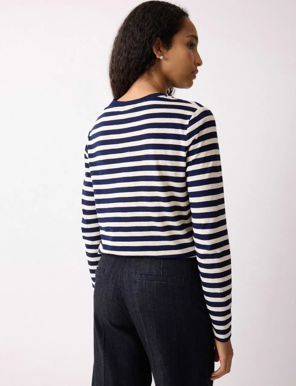 Pure Cotton Slub Striped Slim Fit Top