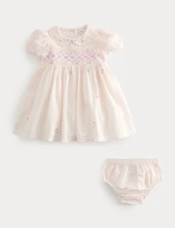 Pure Cotton Smock Dress with Knickers (0-3 Yrs)