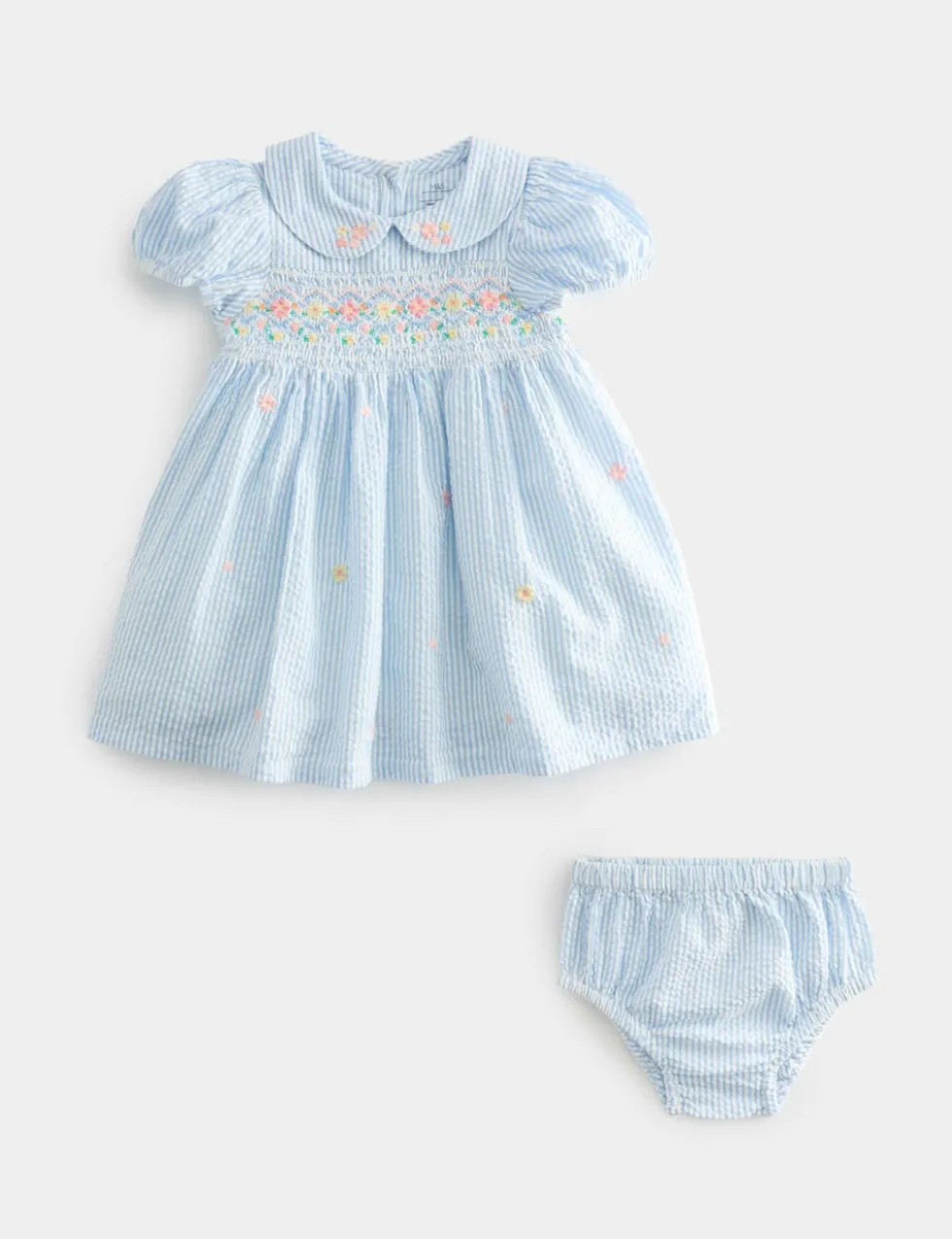 Pure Cotton Smock Dress with Knickers (0-3 Yrs)