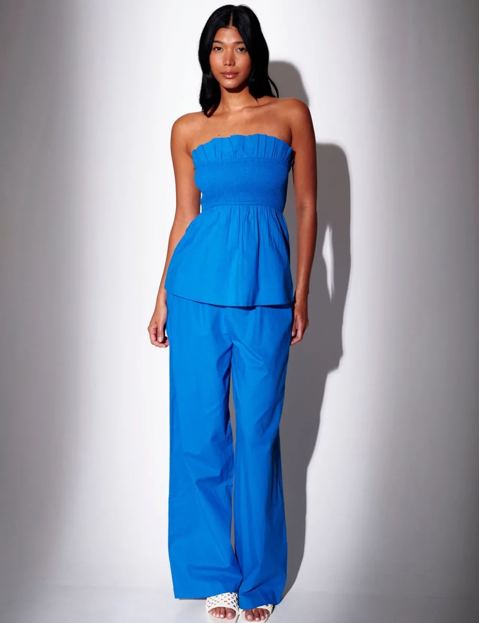 Pure Cotton Smocked Bandeau Longline Top