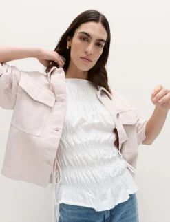 Pure Cotton Smocked Detail Top