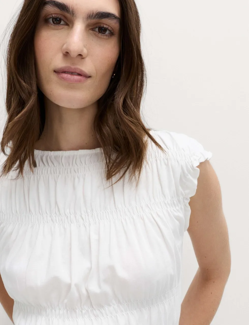 Pure Cotton Smocked Detail Top