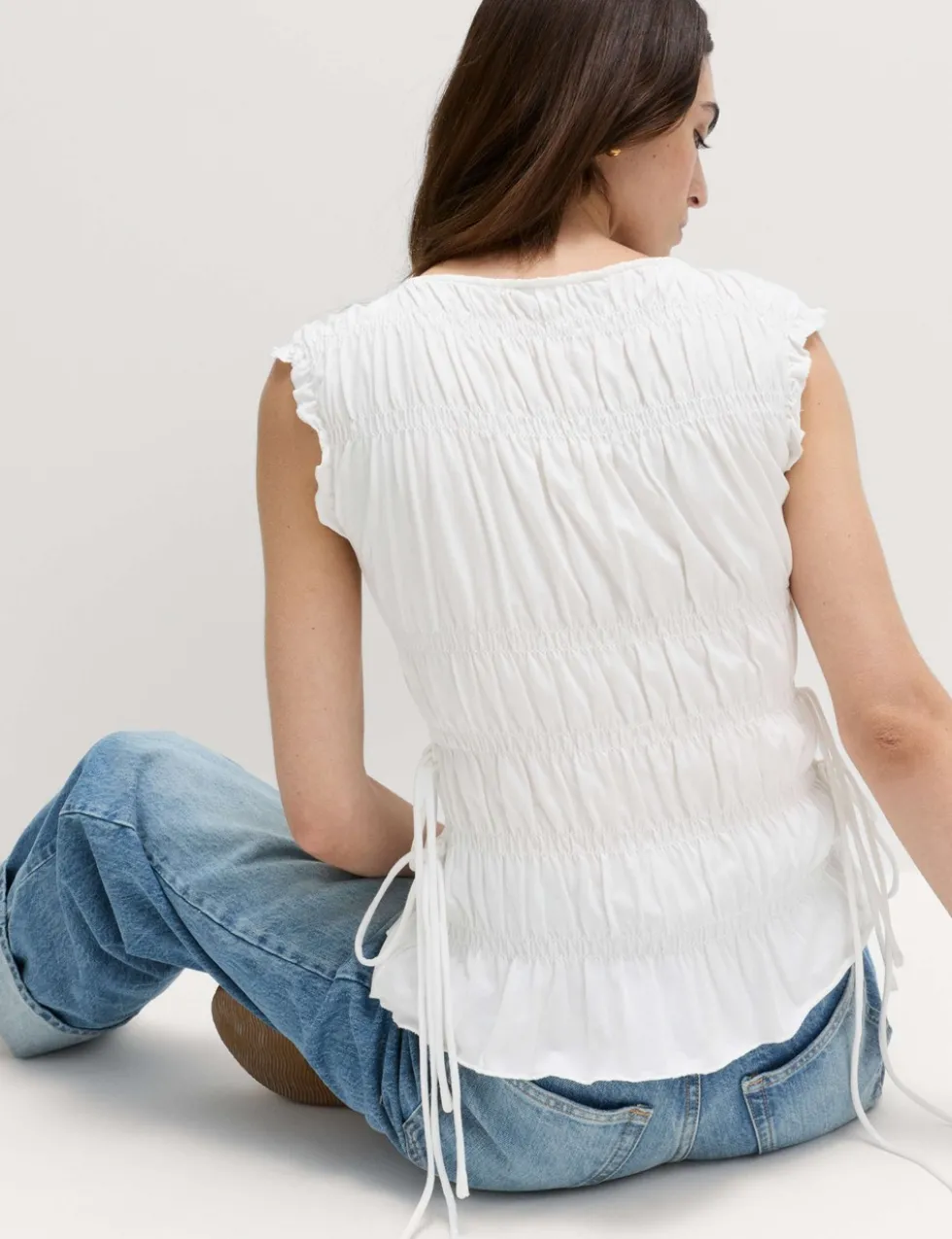 Pure Cotton Smocked Detail Top