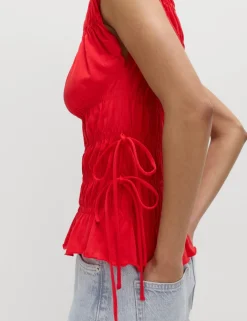 Pure Cotton Smocked Detail Top