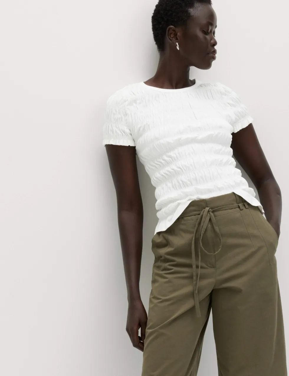Pure Cotton Smocked Detail Top
