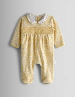 Pure Cotton Smocked Sleepsuit (0-12 Mths)