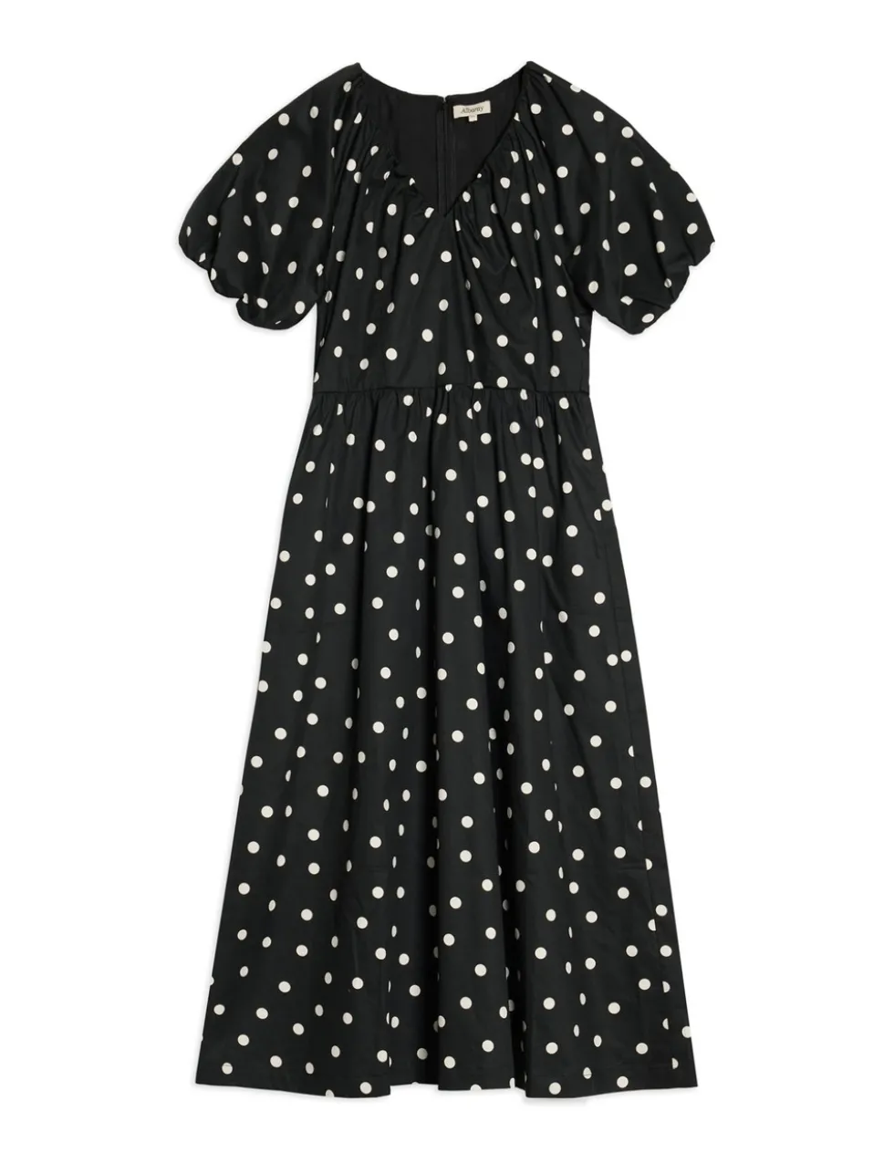 Pure Cotton Spot Print Midi Waisted Dress